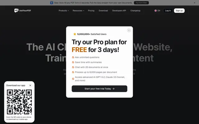 AskYourPDF 首页截图