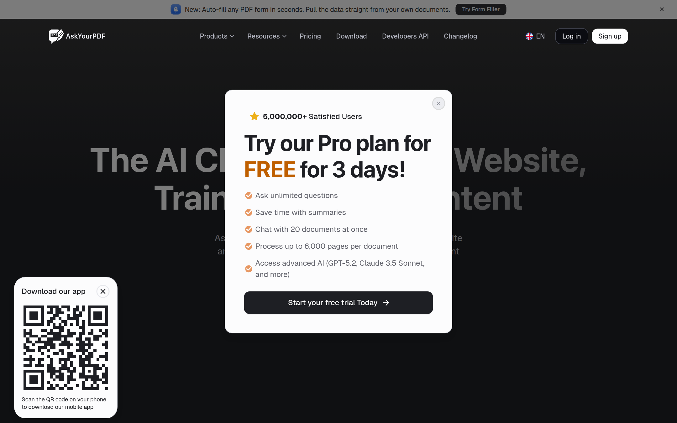 AskYourPDF 首页截图