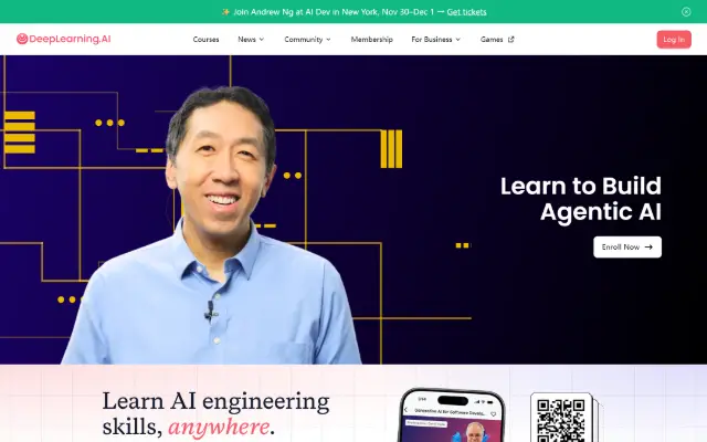 DeepLearning.AI 首页截图