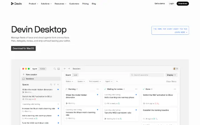 Devin Desktop 首页截图