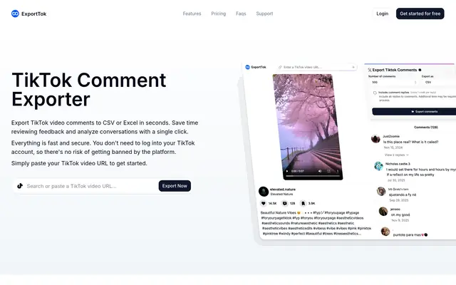 TikTok Comment Exporter 首页截图