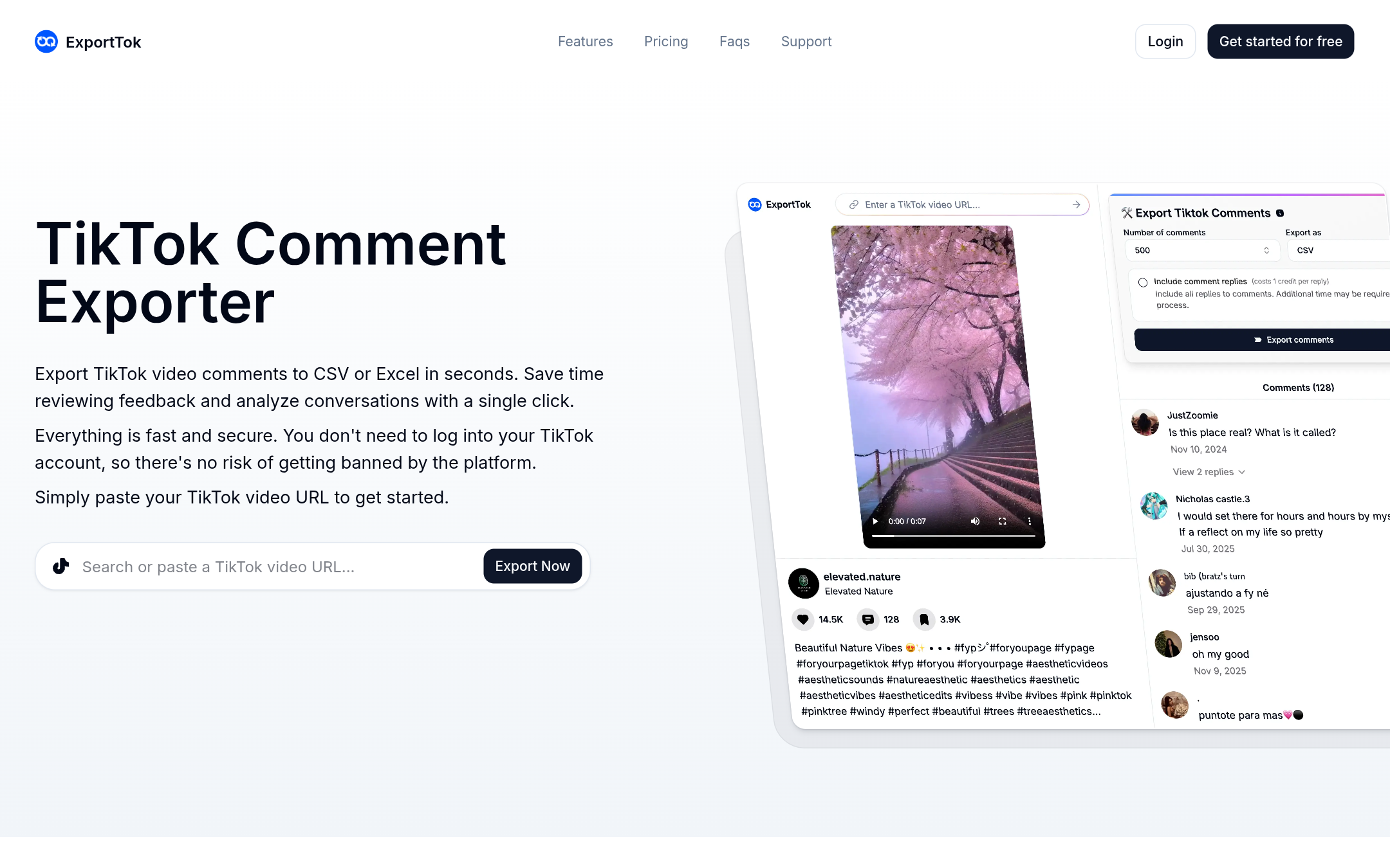 TikTok Comment Exporter 首页截图