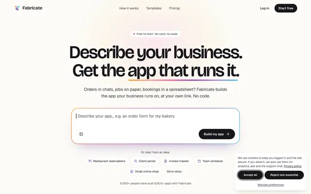 Fabricate AI 首页截图