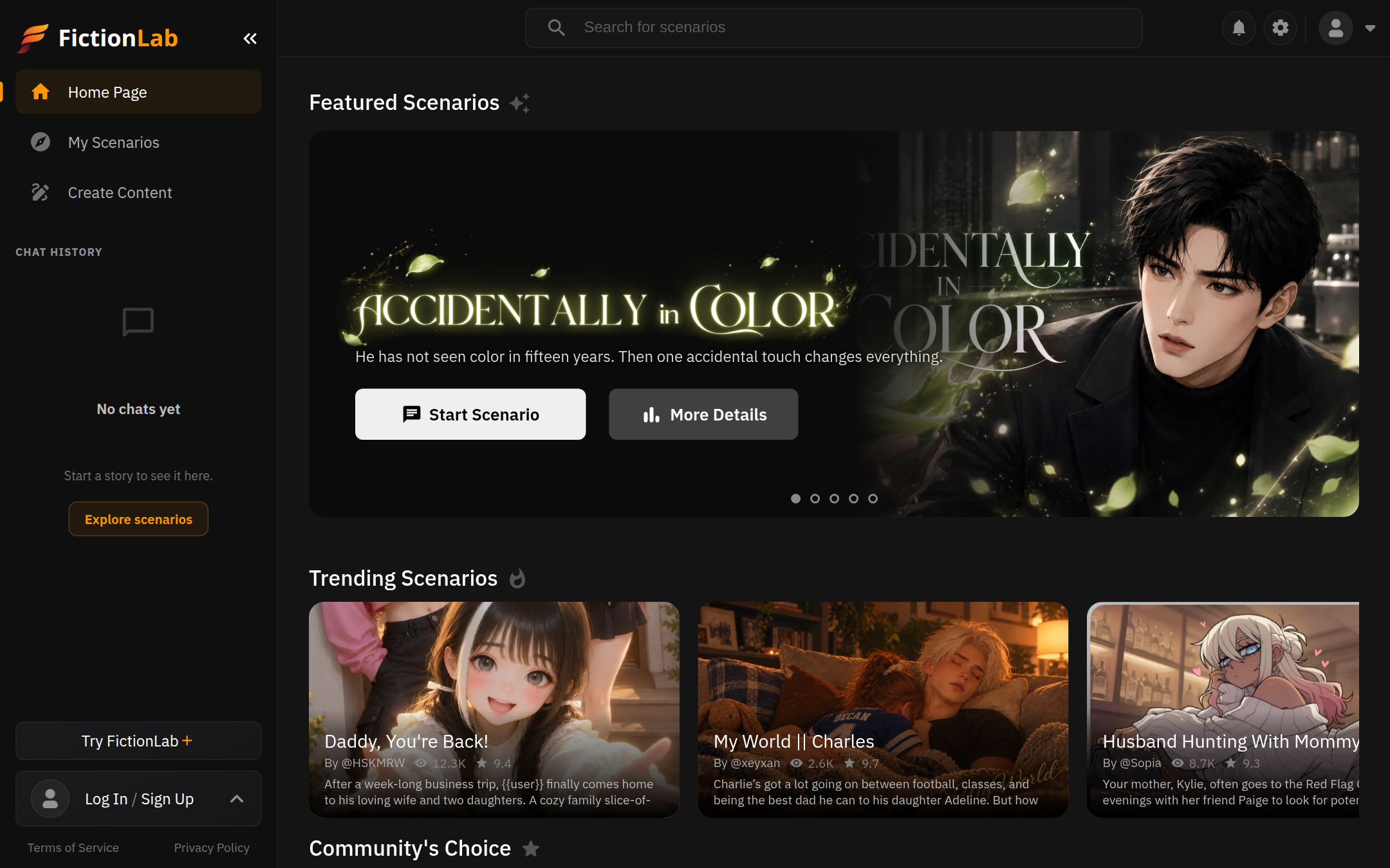 FictionLab 首页截图