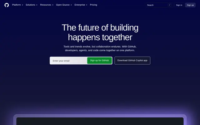 GitHub 首页截图
