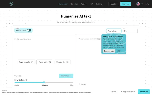 Humanize AI 首页截图