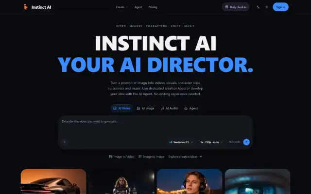 Instinct AI 首页截图