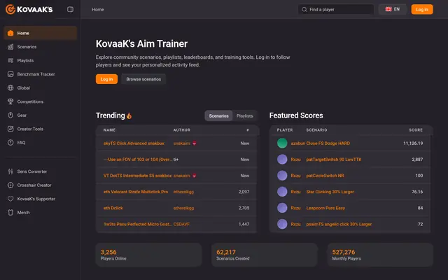 KovaaK's Aim Trainer 首页截图