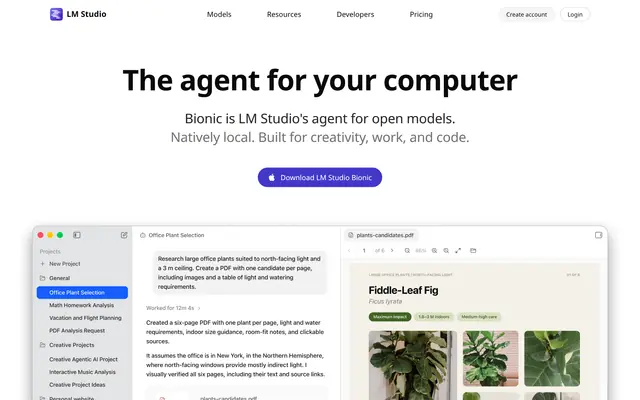 LM Studio Bionic 首页截图