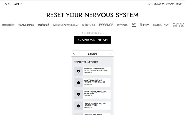 Neurofit 首页截图