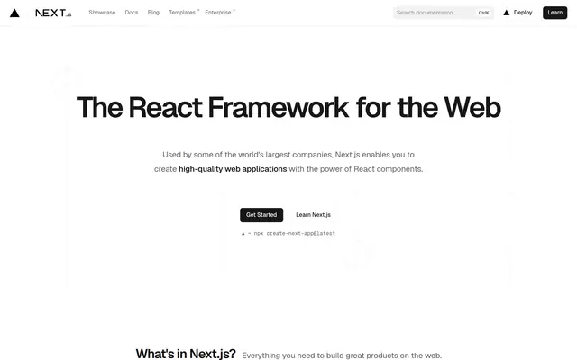 Next.js by Vercel 首页截图