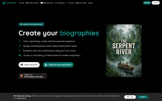 AI Book Writer & Novel Writer 首页截图