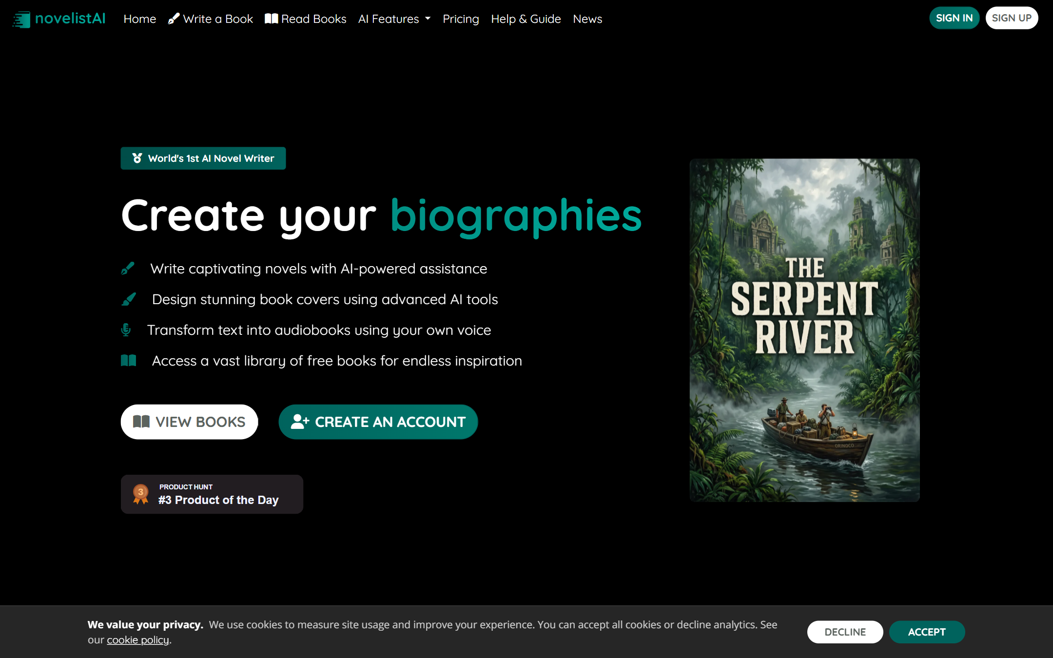AI Book Writer & Novel Writer 首页截图