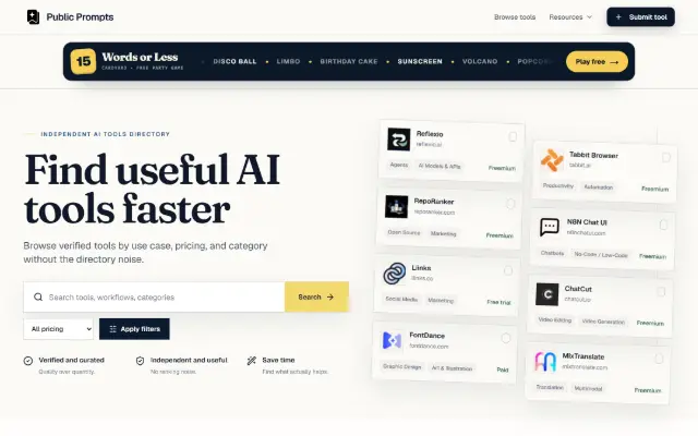 AI Tools Directory 首页截图