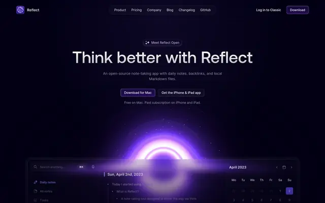 Reflect 首页截图