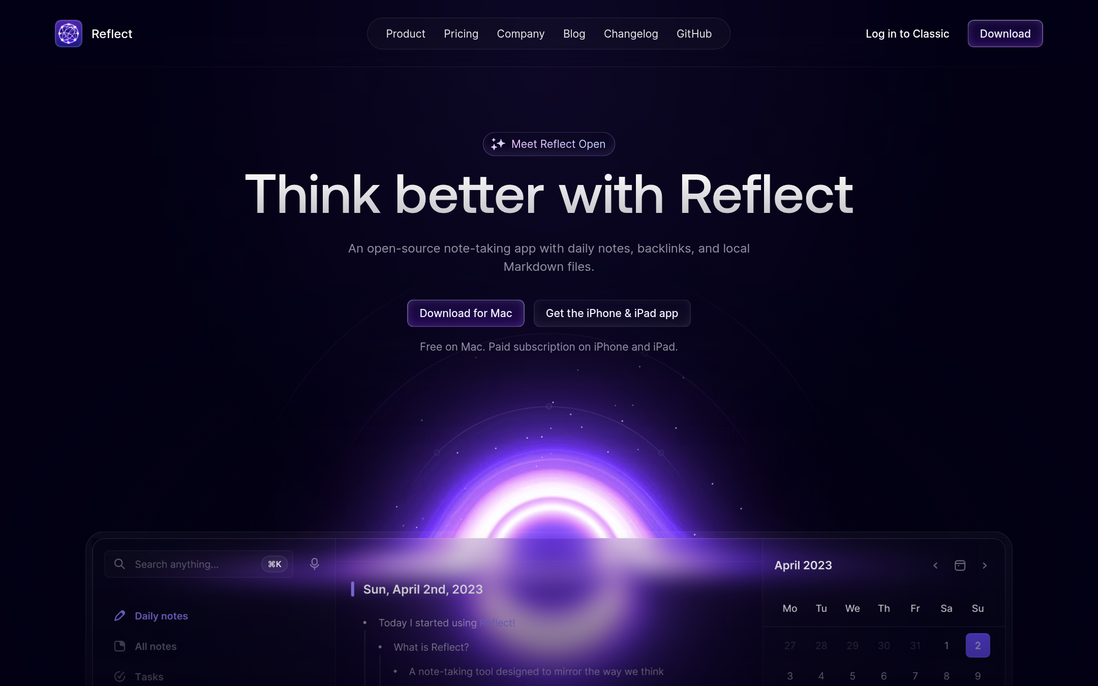 Reflect 首页截图