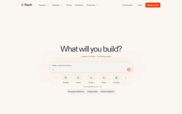 AI App and Website Builder 首页截图
