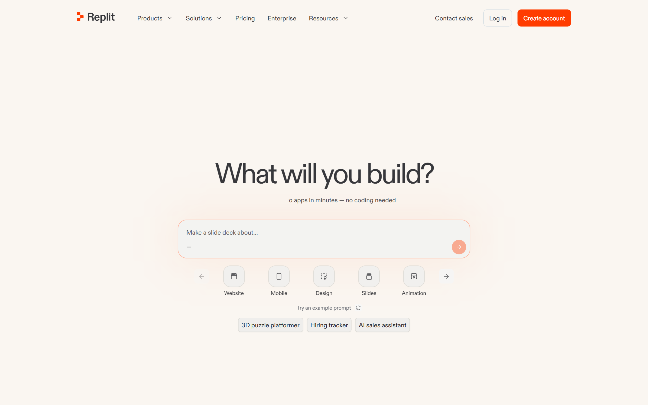 AI App and Website Builder 首页截图