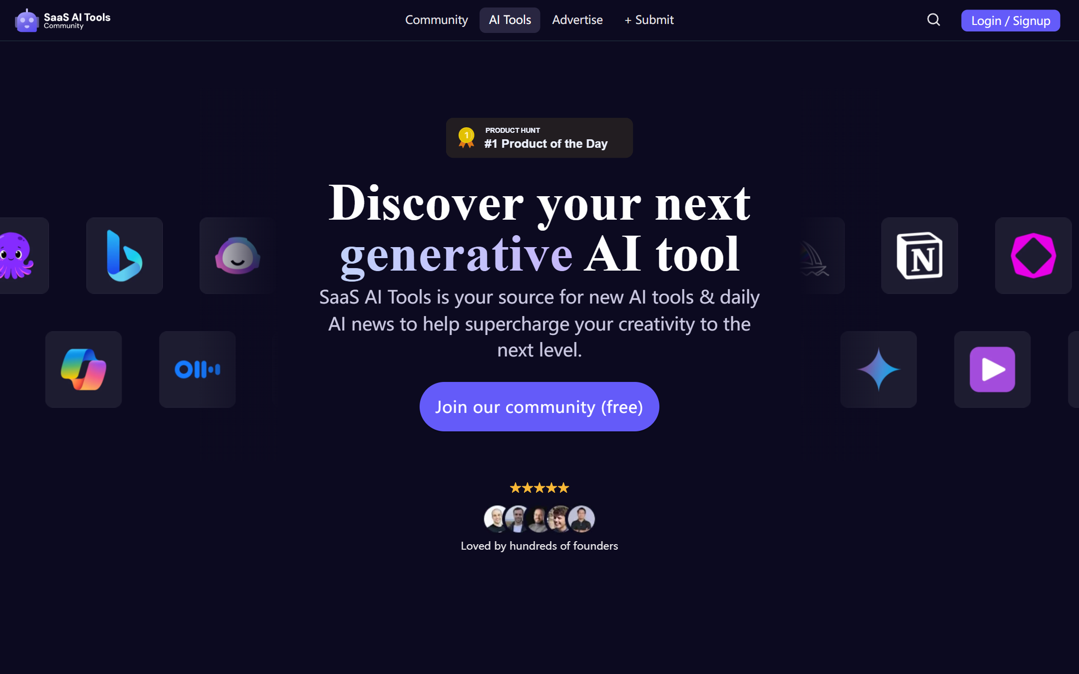SaaS AI Tools 首页截图