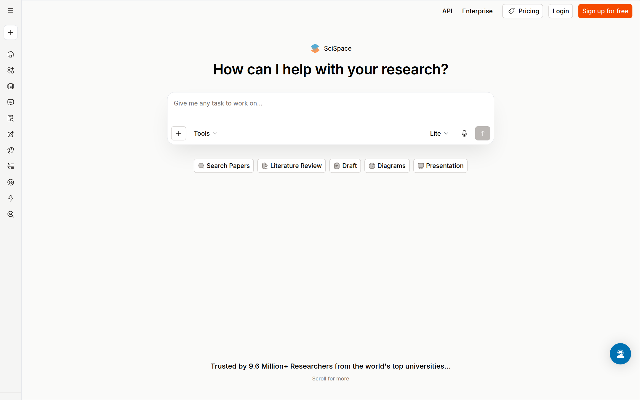 Scispace 首页截图