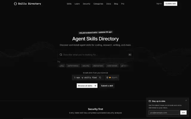 Skills Directory 首页截图