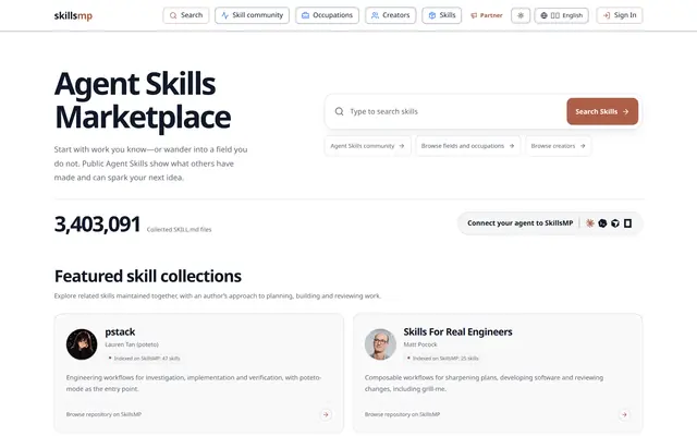 Agent Skills Marketplace 首页截图