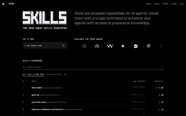 The Agent Skills Directory 首页截图