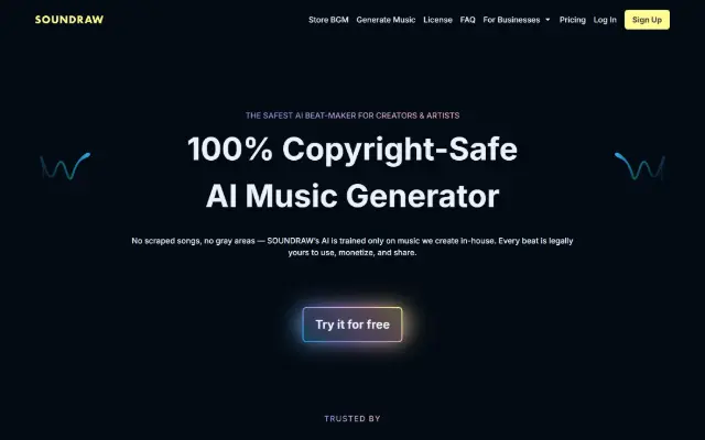 SOUNDRAW 首页截图