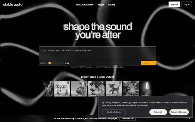 Stable Audio 首页截图