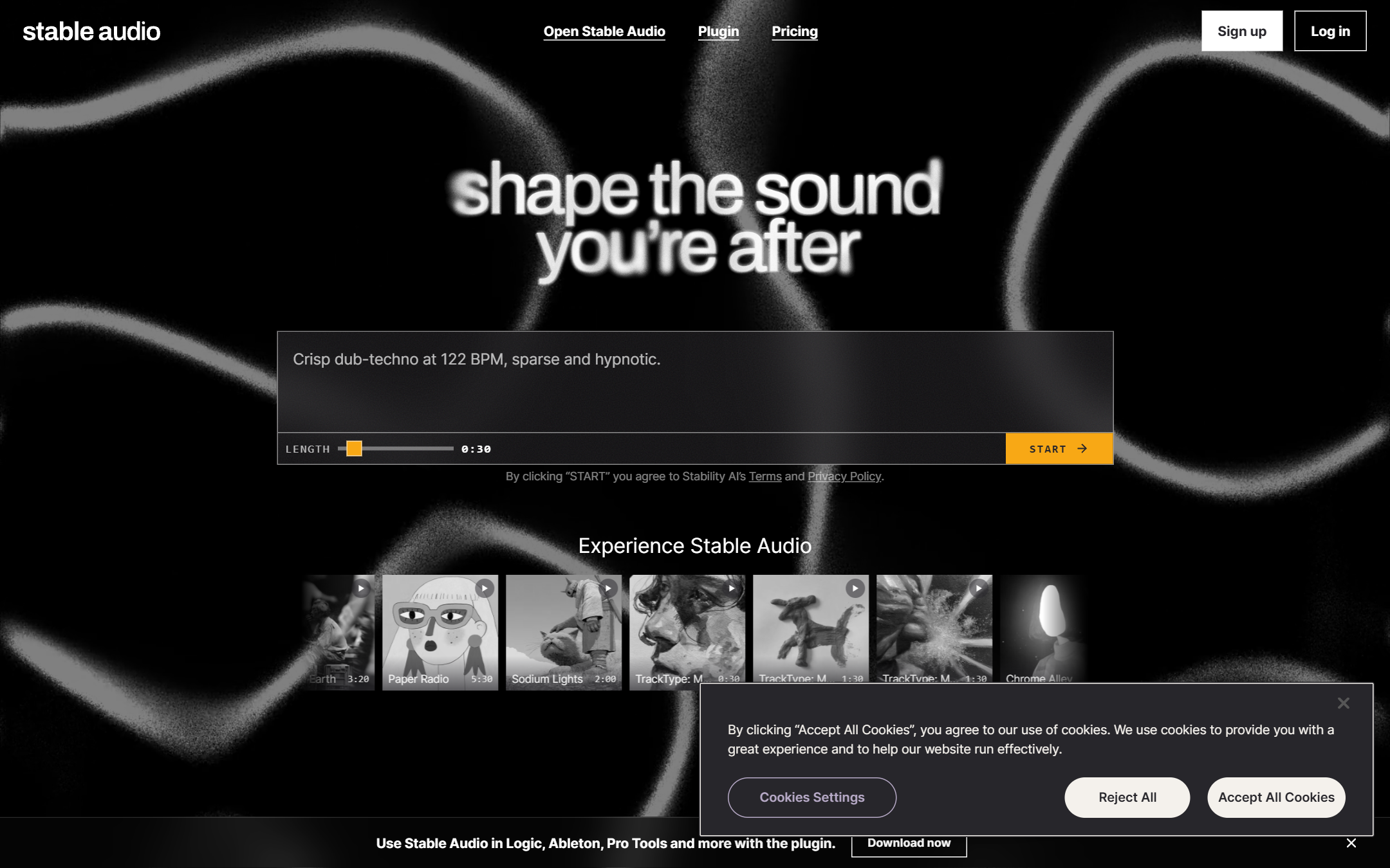 Stable Audio 首页截图
