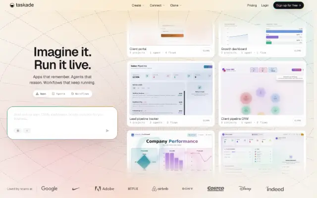 Taskade 首页截图