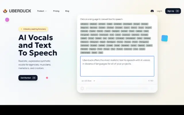AI Vocals and Text To Speech 首页截图