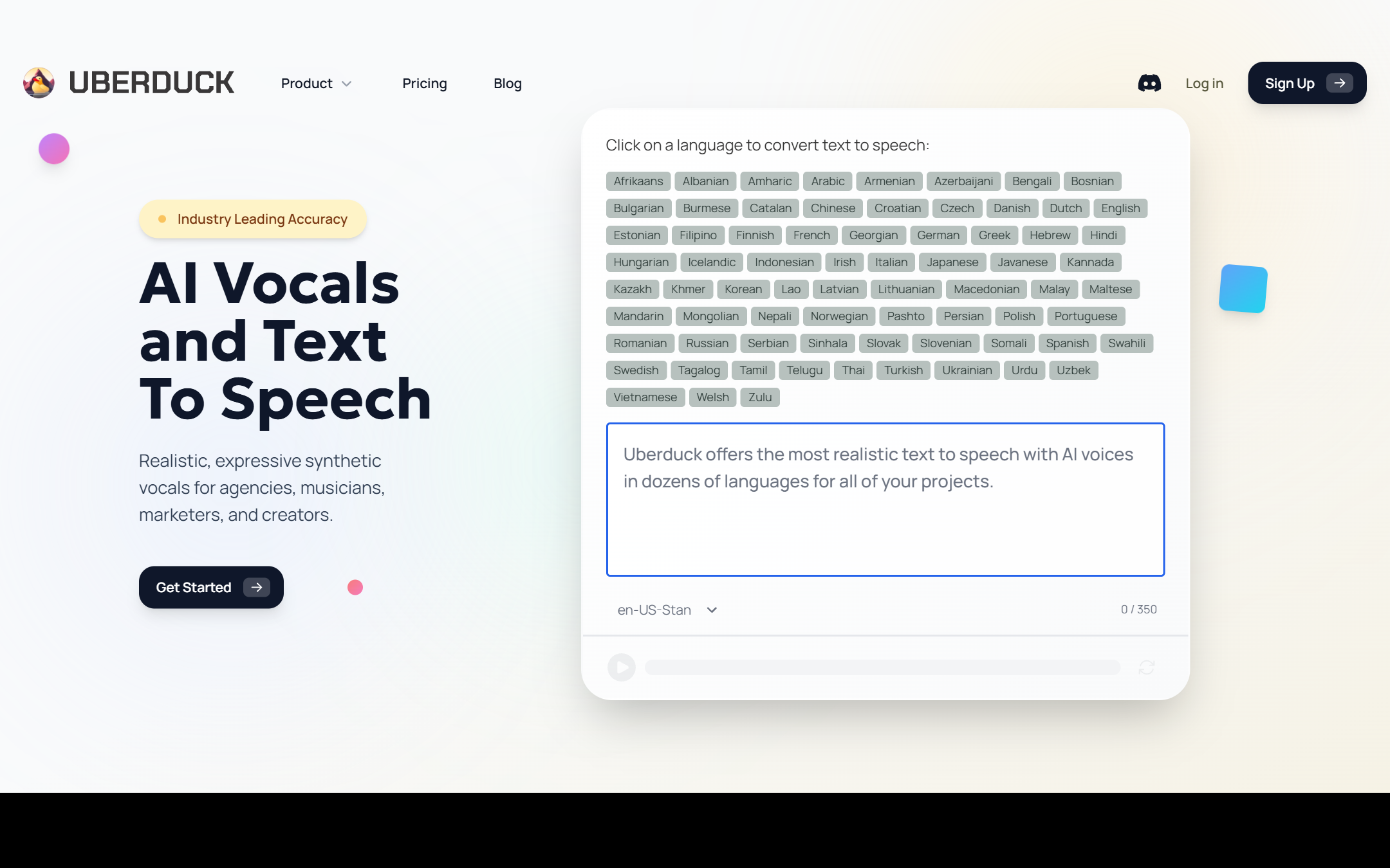 AI Vocals and Text To Speech 首页截图