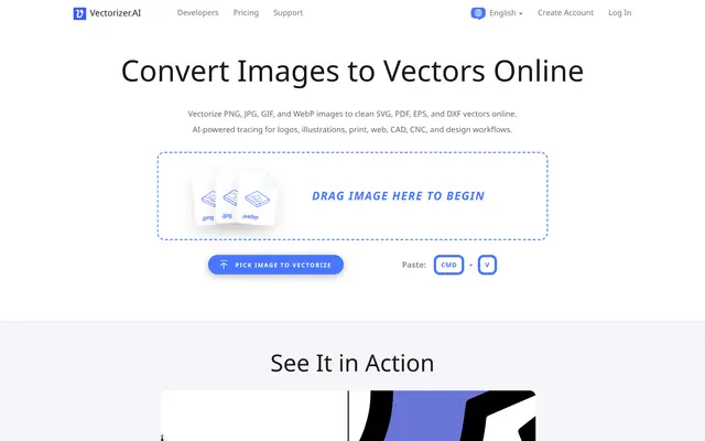 Vectorizer.AI 首页截图