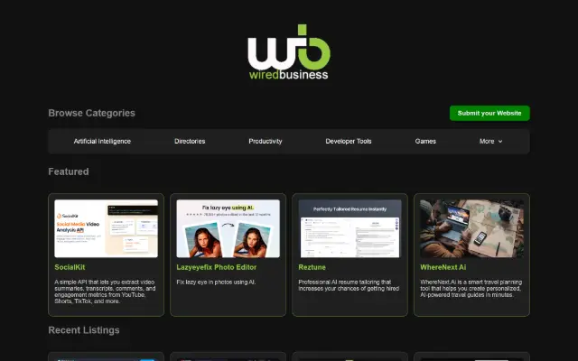 Wired Business 首页截图