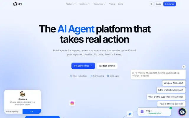 YourGPT 首页截图
