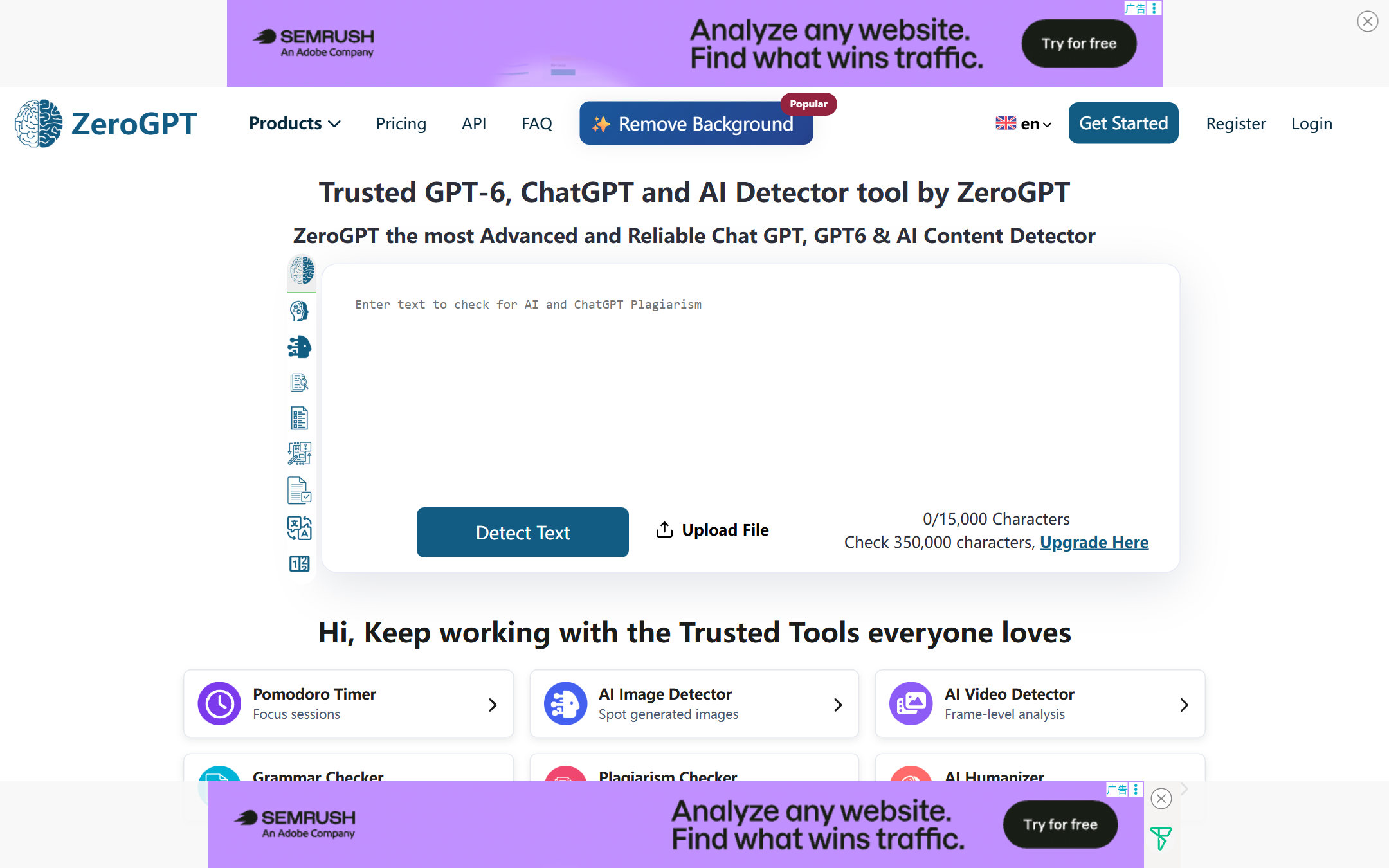 AI Detector 首页截图